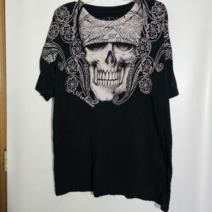 Archaic Mens Black Graphic Skull Short Sleeve Tee Shirt Size XL